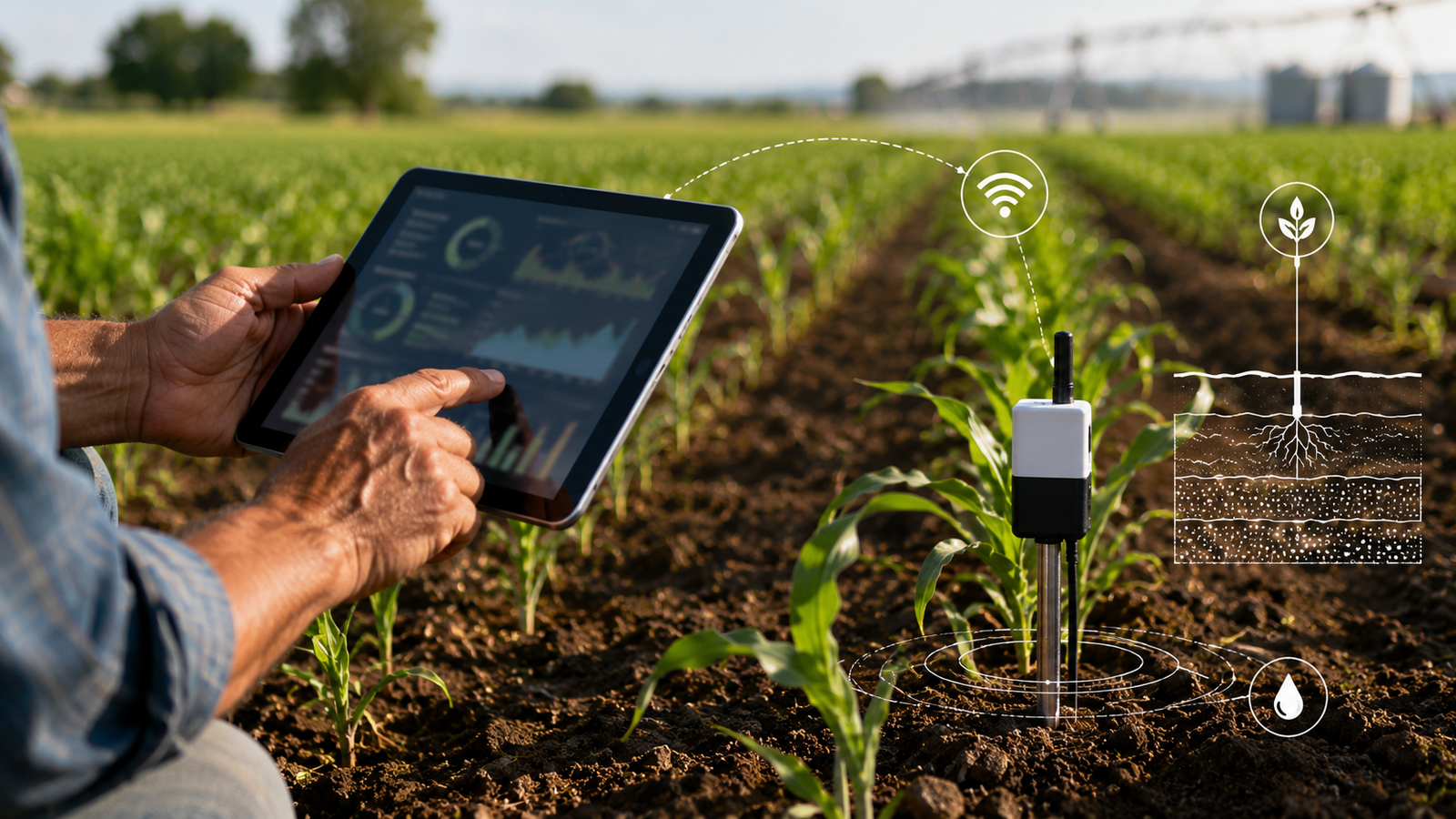 Isometric comparison of flood irrigation runoff versus efficient drip irrigation system delivering water to plant roots