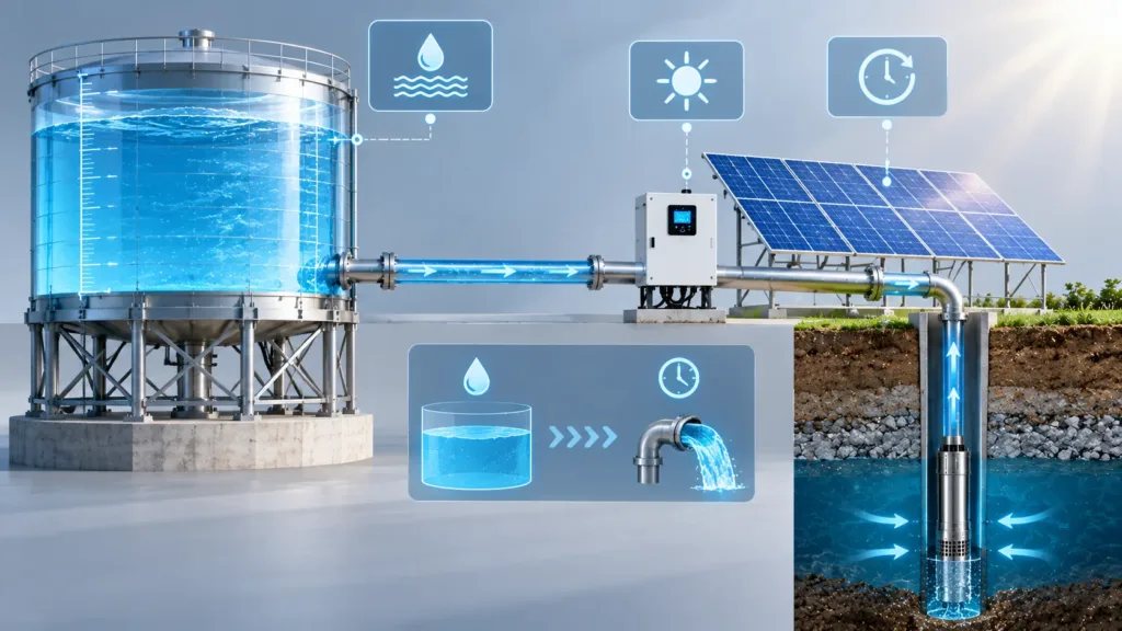 Calculating required flow for a solar deep well pump from daily water demand