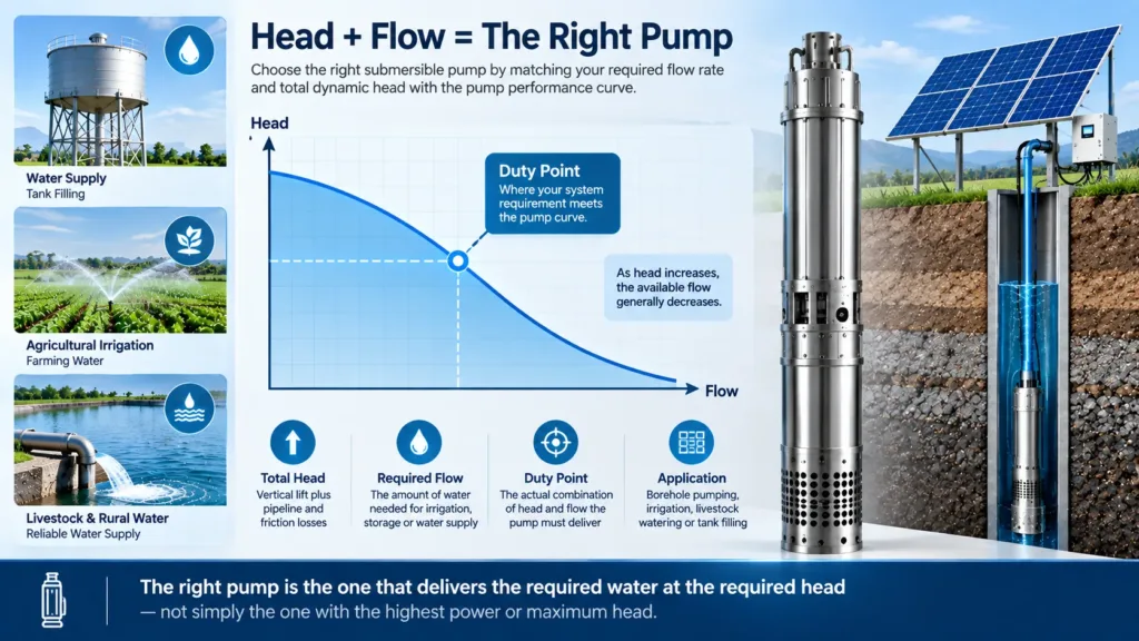 Total dynamic head calculation for a solar deep well pump